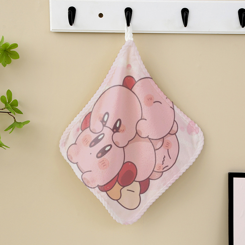 Home Textiles Towel - カービィのハンドタオル キッチン バスルーム 日用品 かわいいハンドタオル 吊り下げタイプ