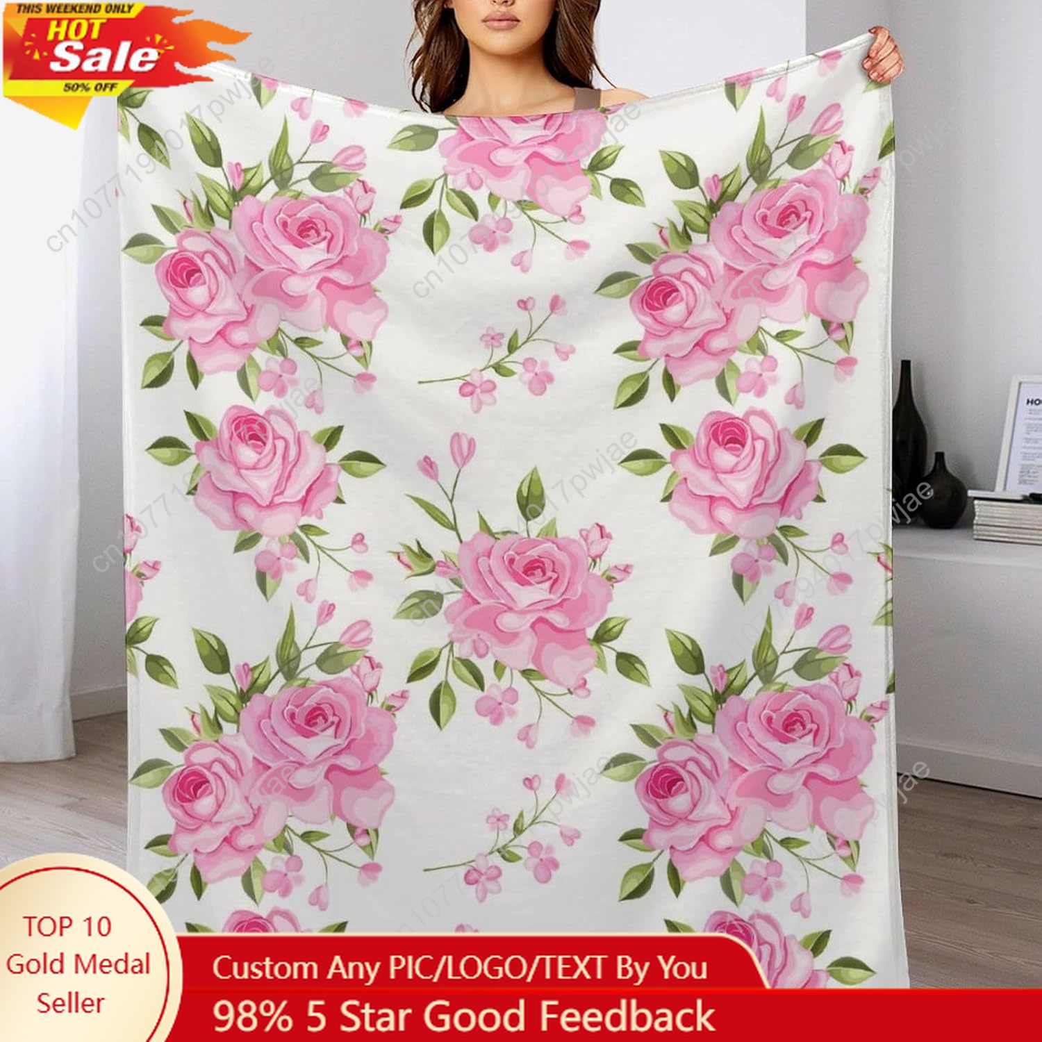 Home Textiles Towel - ピンクの花柄スローブランケット 花柄装飾 女性男性へのギフト スーパーソフトフランネルフリース 居心地の良い高級軽量ブランケット ベッド用、ソファ用