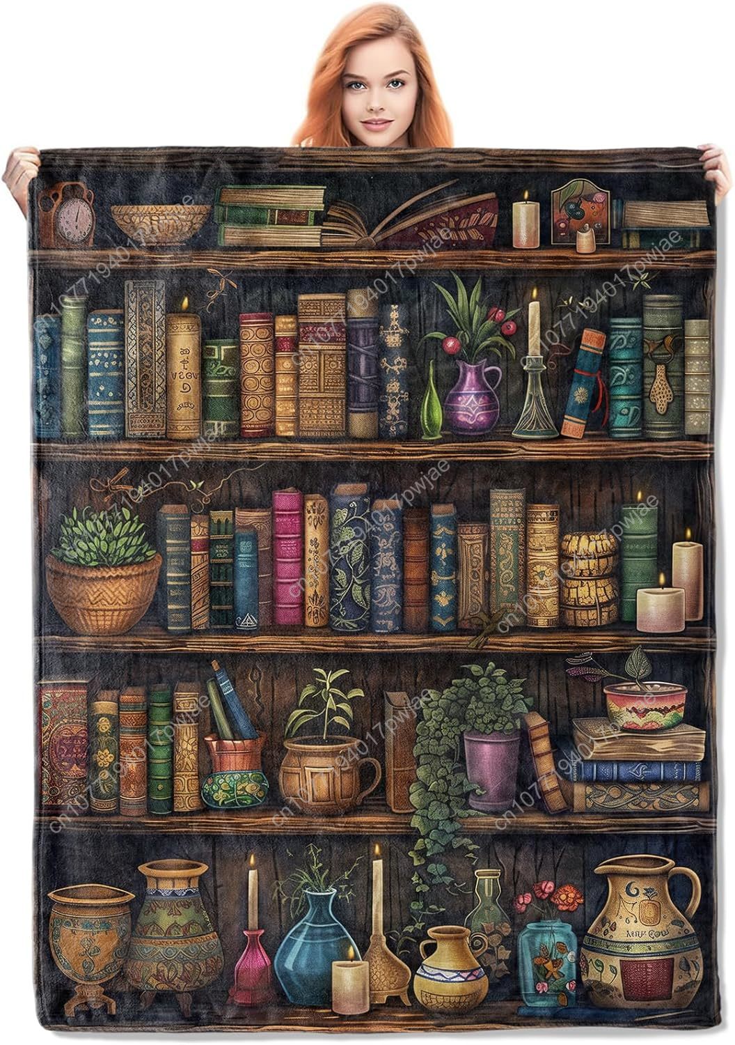 Home Textiles Towel - ヴィンテージブックシェルフブランケット、アンティークブックと装飾が施された読書用フリーススロー、カスタムブランケット用の柔らかく心地よい軽量ブランケット
