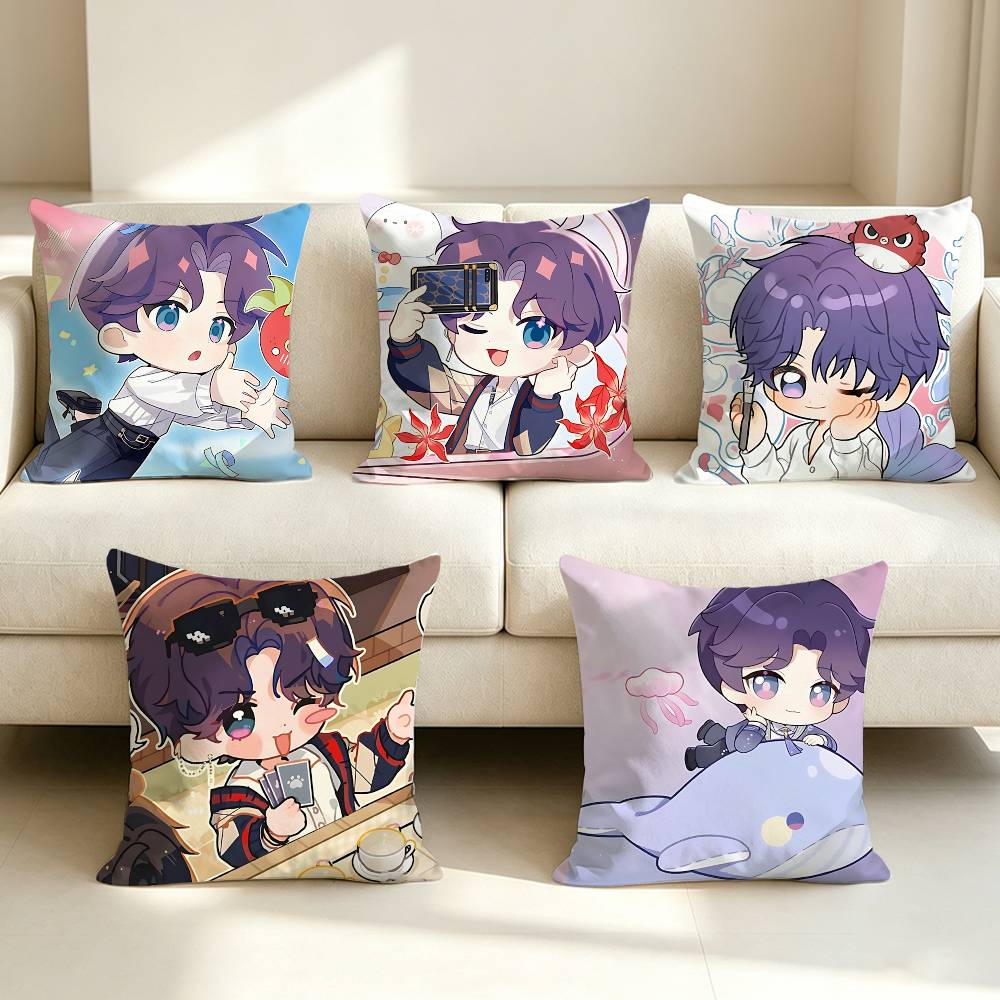 Home Landing Textiles - Qi-Yu R-Rafayel LandS ゲームちびスクエアソファ枕カバー無地リビングルーム家の装飾クッションケース