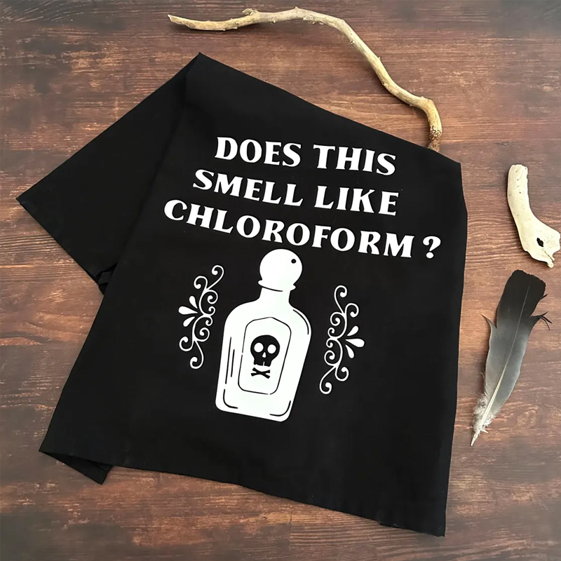 Home Textiles Towel - このタオルはクロロホルムのような匂いですか ブラック ゴシック ティータオル 不気味なホーム キッチン
