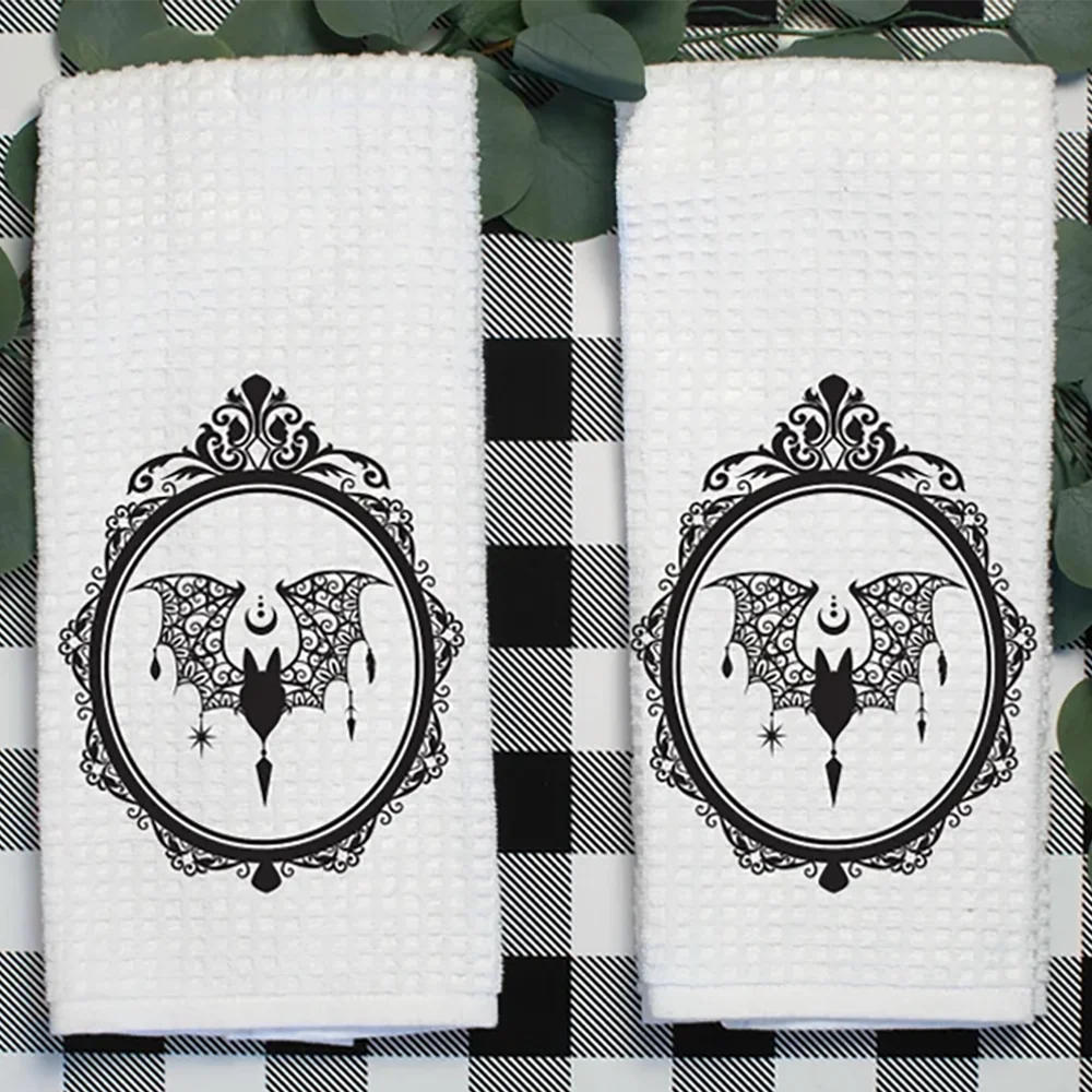 Home Textiles Towel - 1 個ビクトリア朝のゴシックバットティータオル新しいホームキッチンテーブルやバス装飾用品ハロウィン不気味なギフトパーティーアクセサリー
