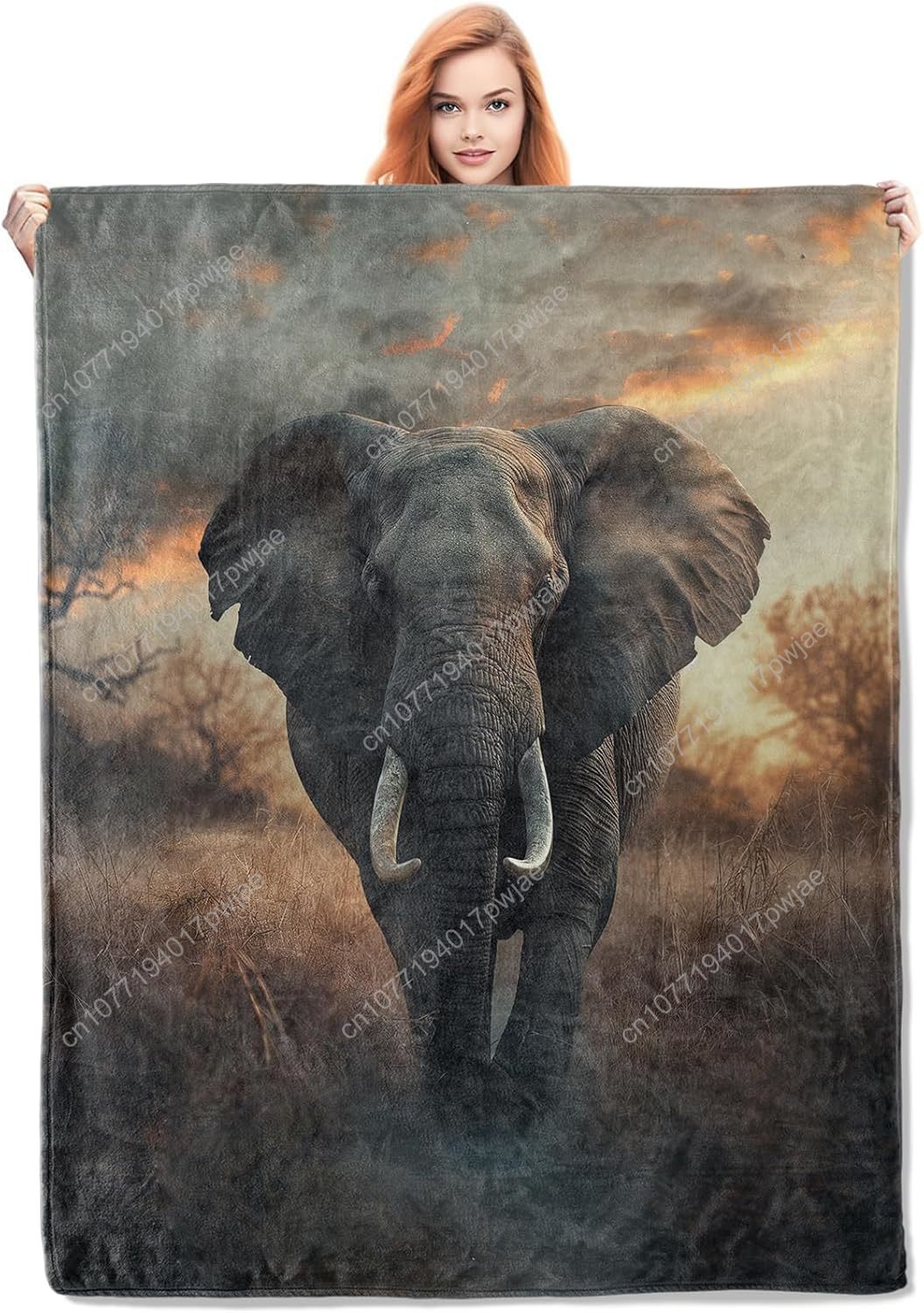 Home Textiles Towel - 象の毛皮ブランケット、リアルな野生動物のシーンを再現した柔らかい象のスローブランケット、自然愛好家に最適なカスタムブランケット