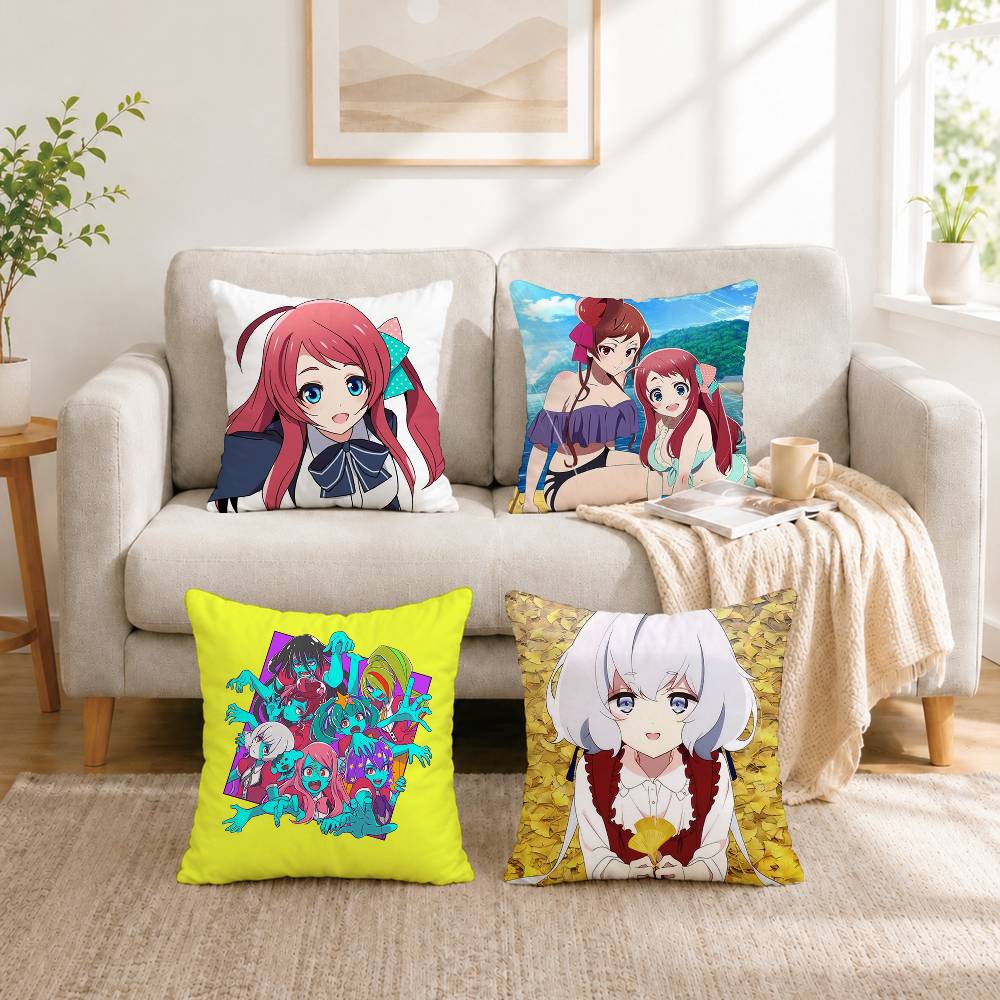 Home Landing Textiles - A-Anime ゾンビランドサガ枕カバー正方形両面ソファクッションカバー寝室ベッドサイド枕ギフト