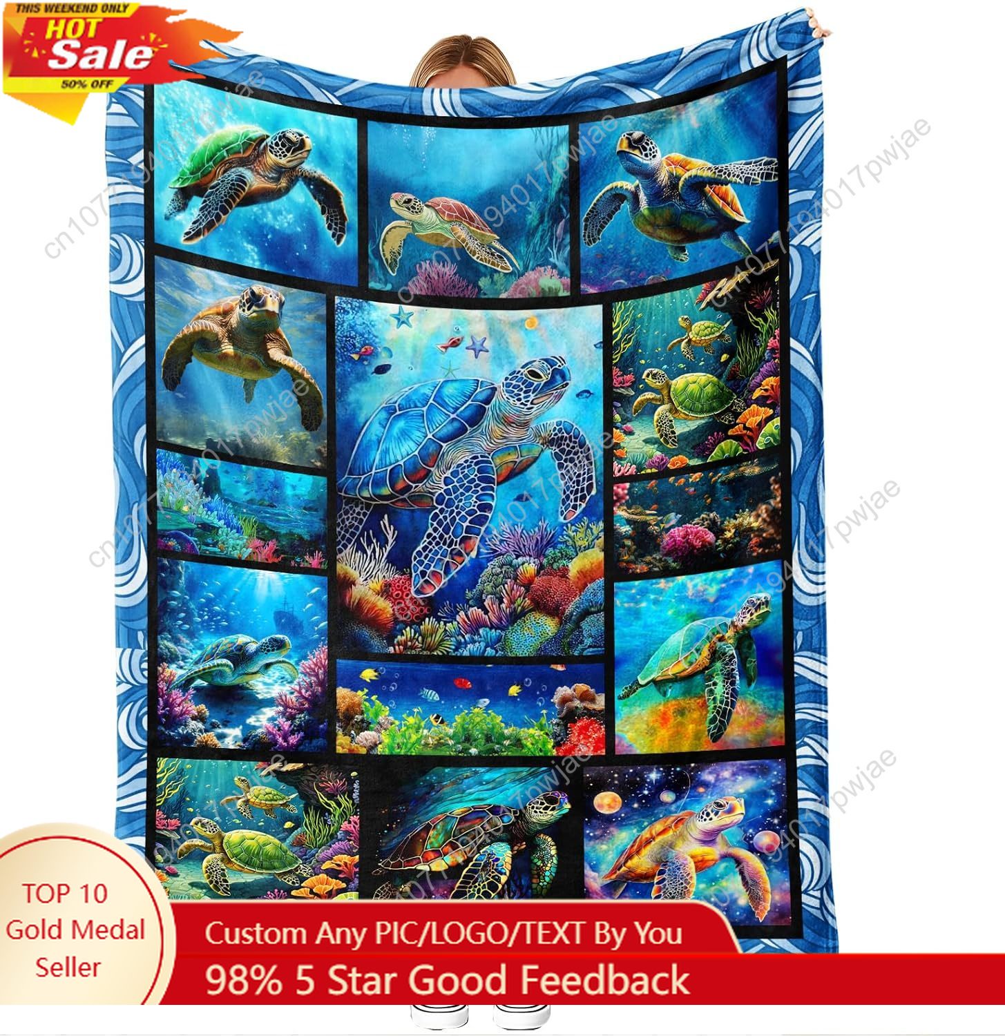 ウミガメ柄フランネルスローブランケット ソフトで心地よい海を - Home Textiles Towel のレビューと価格
