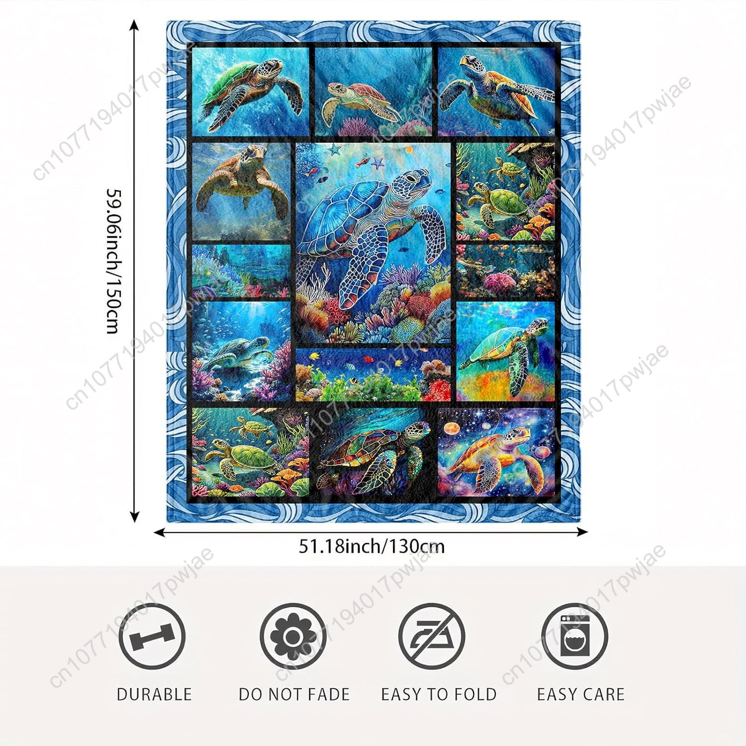 ウミガメ柄フランネルスローブランケット ソフトで心地よい海を - Home Textiles Towel のレビューと価格
