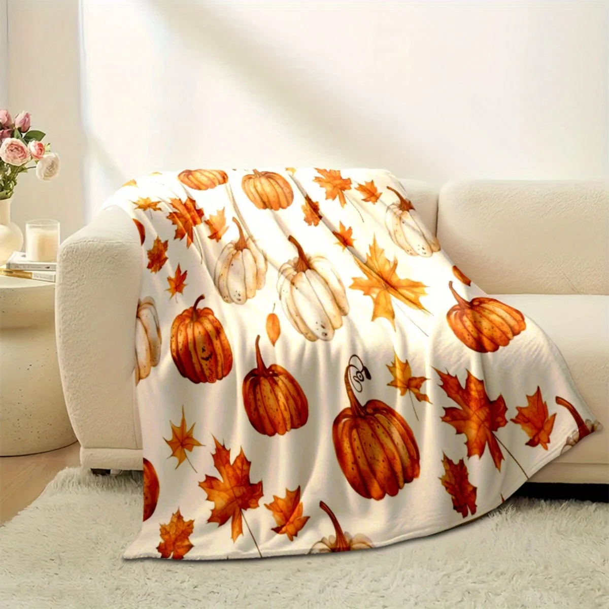 感謝祭用スローブランケット – 暖かいパンプキン、七面鳥、紅 - Home Textiles Turkey のレビューと価格