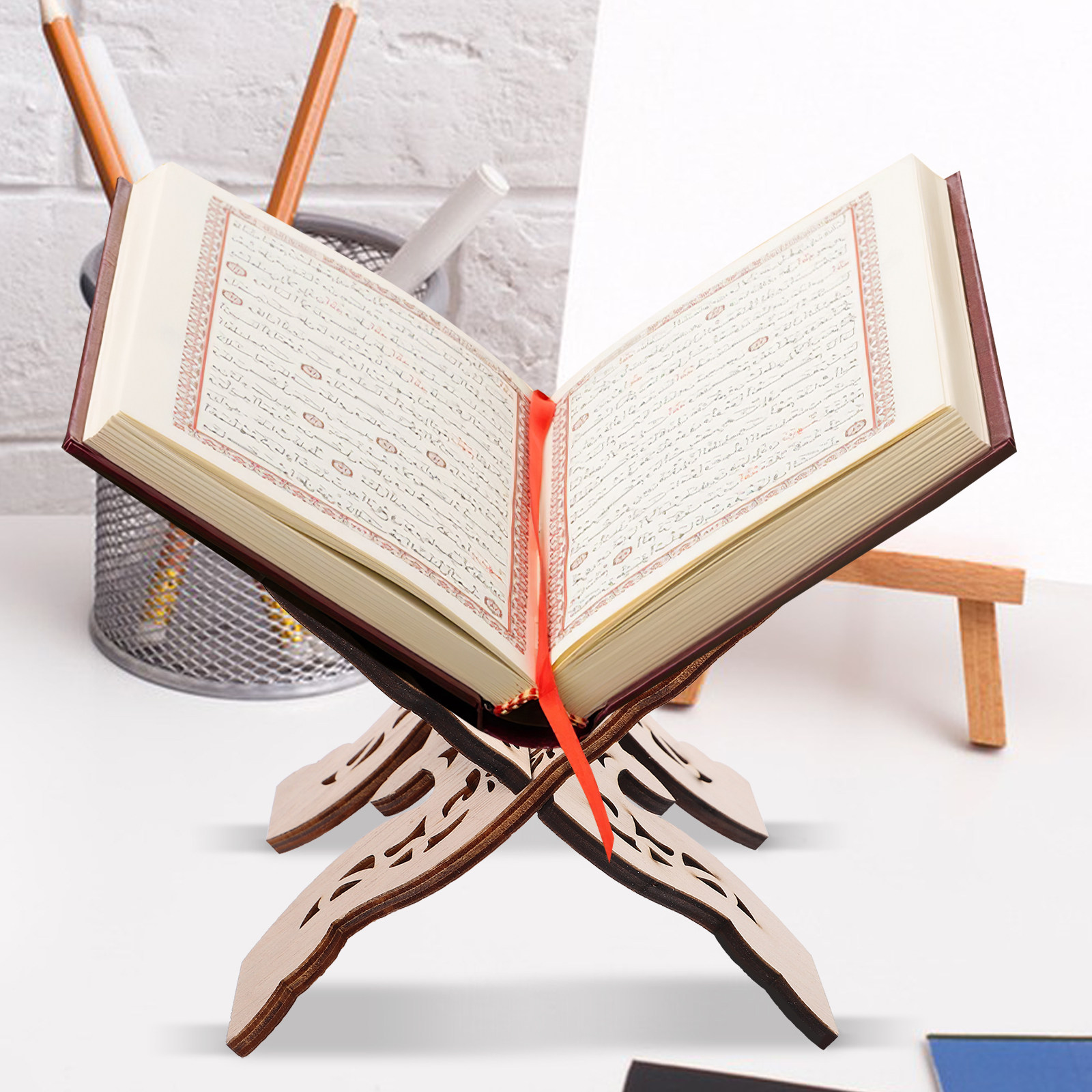 精巧に作られた木製読書スタンド ブックホルダー コーラン・聖 - Home Quran のレビューと価格