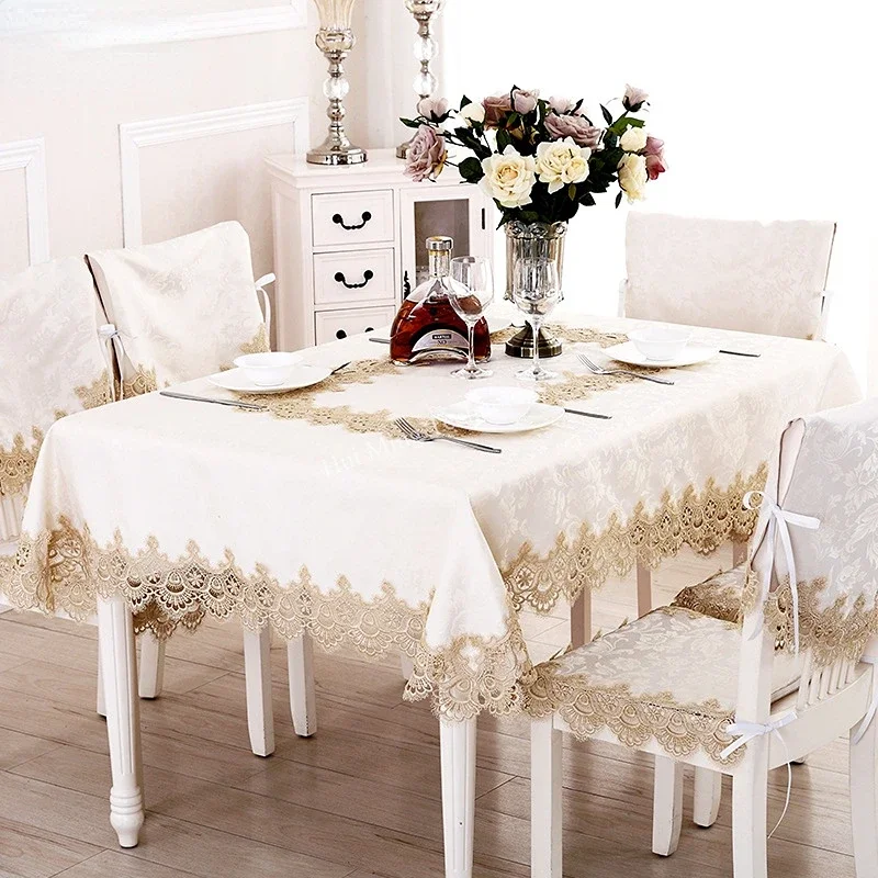 テーブルクロスラウンドテーブルクリームテーブルカバージャカー - Home Textiles List のレビューと価格