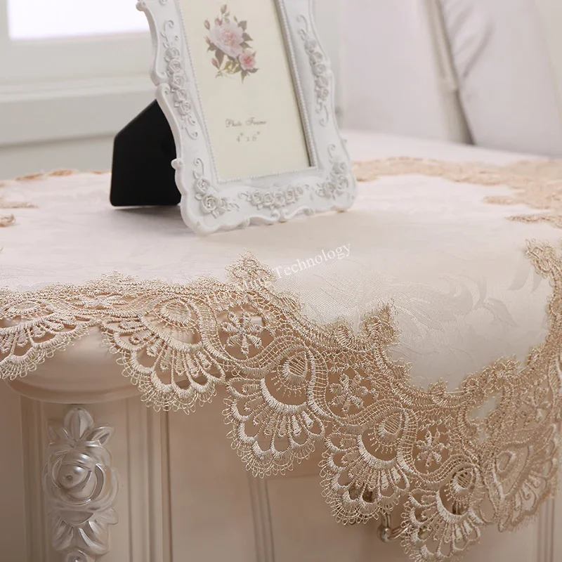 テーブルクロスラウンドテーブルクリームテーブルカバージャカー - Home Textiles List のレビューと価格