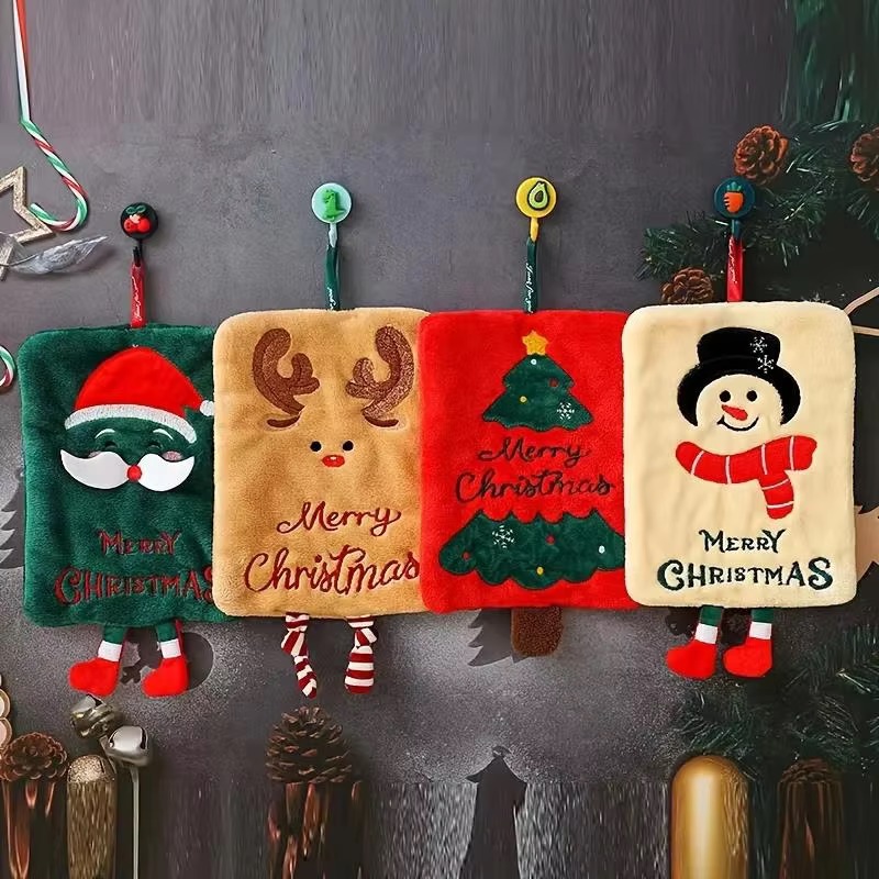 クリスマスハンギングハンドタオルかわいいサンタ雪だるまトナカ - Home Textiles Towel のレビューと価格