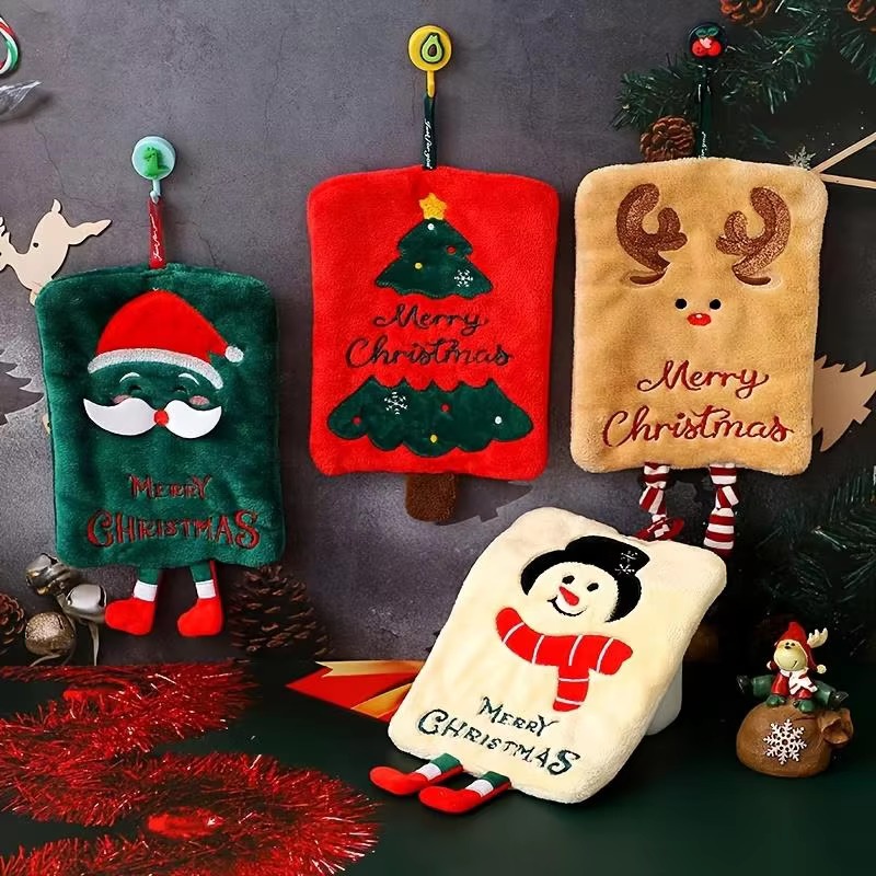 クリスマスハンギングハンドタオルかわいいサンタ雪だるまトナカ - Home Textiles Towel のレビューと価格