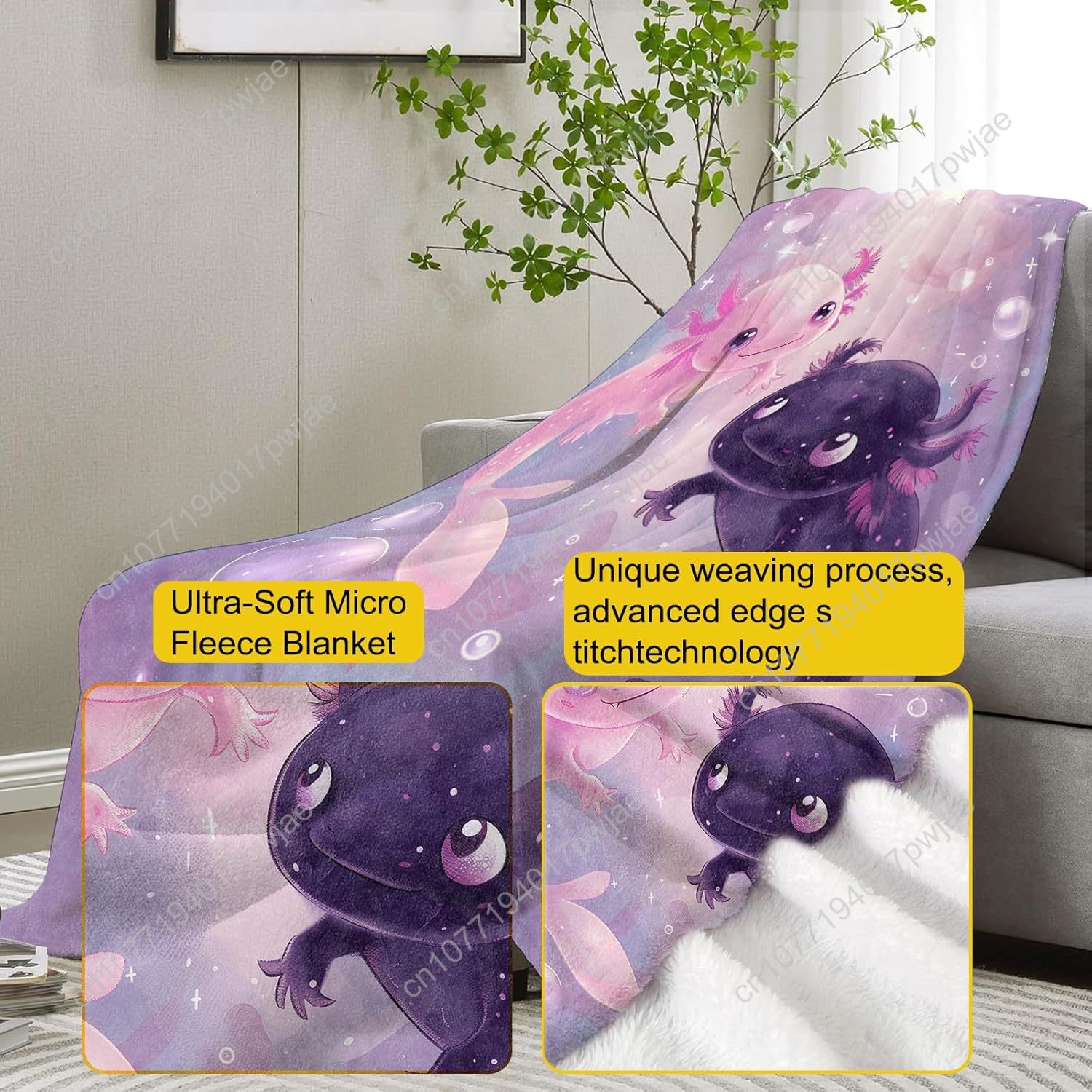 アホロートルブランケットかわいいアホロートルフランネルスロー - Home Textiles & Furnishings のレビューと価格