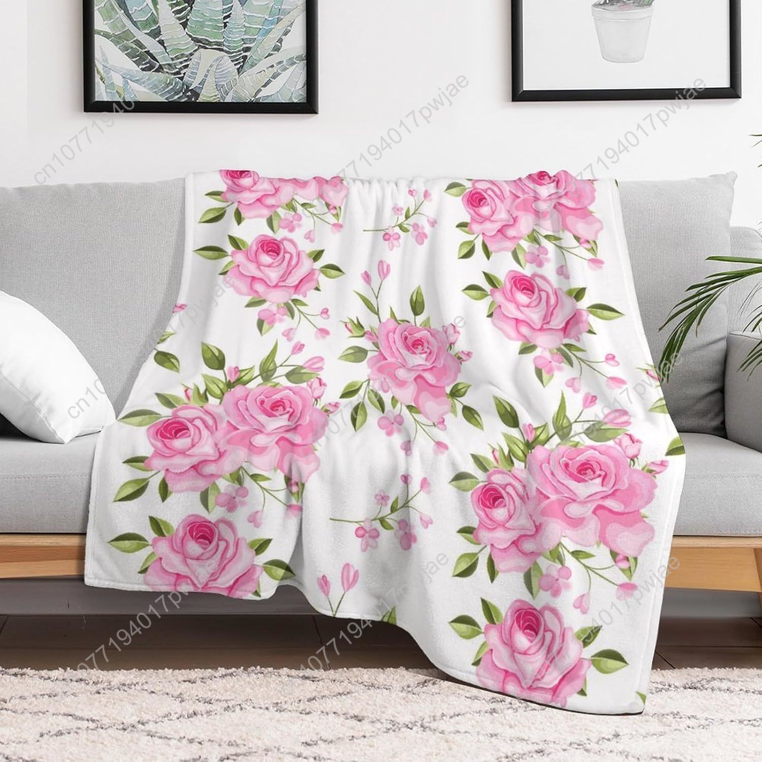 ピンクの花柄スローブランケット 花柄装飾 女性男性へのギフト - Home Textiles Towel のレビューと価格