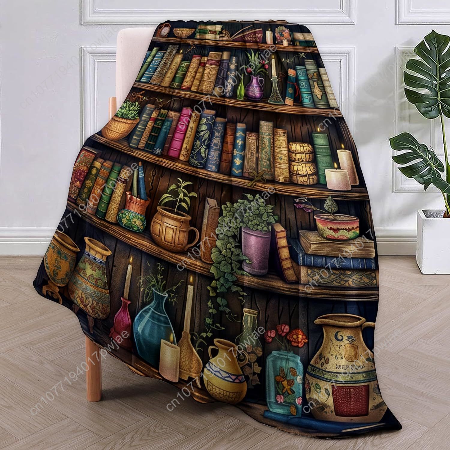 ヴィンテージブックシェルフブランケット、アンティークブックと - Home Textiles Towel のレビューと価格