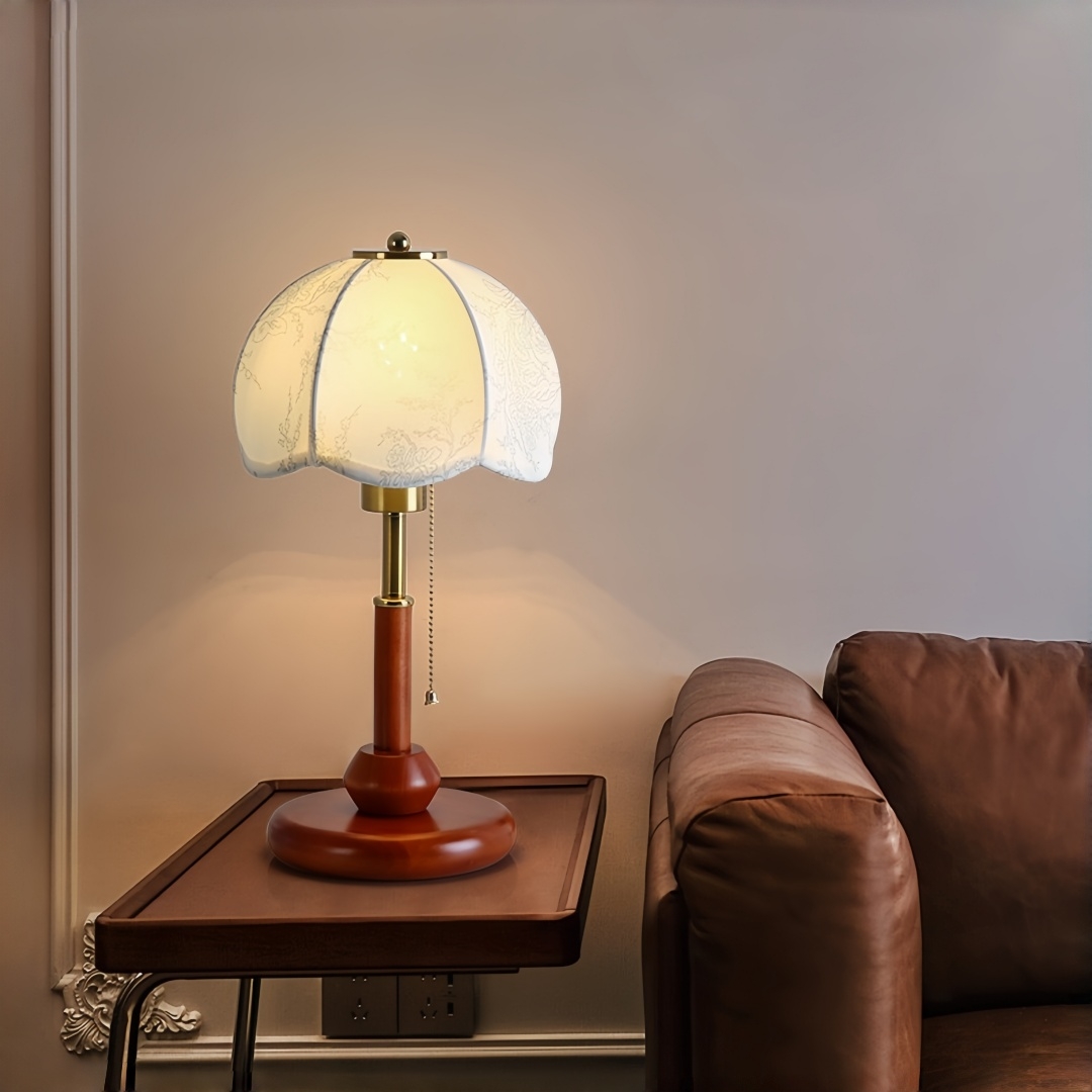 ヴィンテージスカラップドームテーブルランプ寝室ナイトスタンド - Home Textiles & Furnishings のレビューと価格
