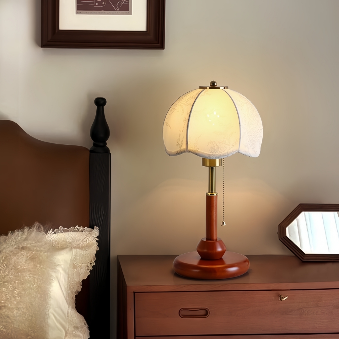 ヴィンテージスカラップドームテーブルランプ寝室ナイトスタンド - Home Textiles & Furnishings のレビューと価格