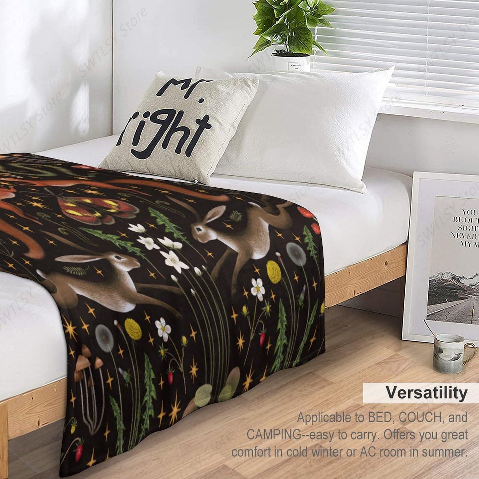 素朴な森のスローブランケット、おとぎ話の森の土地、野生動物、 - Home Landing Textiles のレビューと価格
