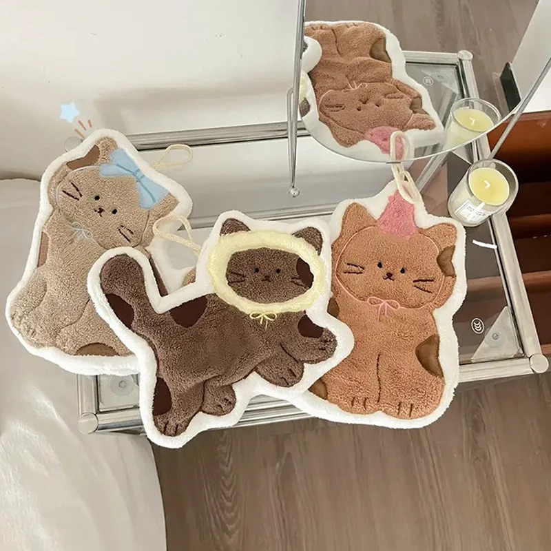 創造性あふれるかわいい猫の形をしたハンギングハンドタオル、バ - Home Textiles Towel のレビューと価格