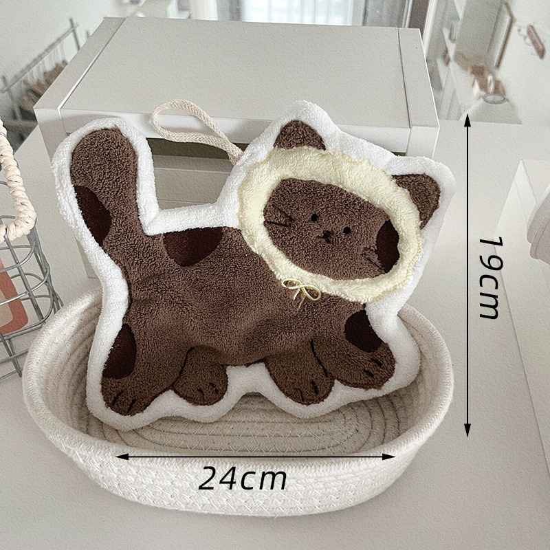 創造性あふれるかわいい猫の形をしたハンギングハンドタオル、バ - Home Textiles Towel のレビューと価格