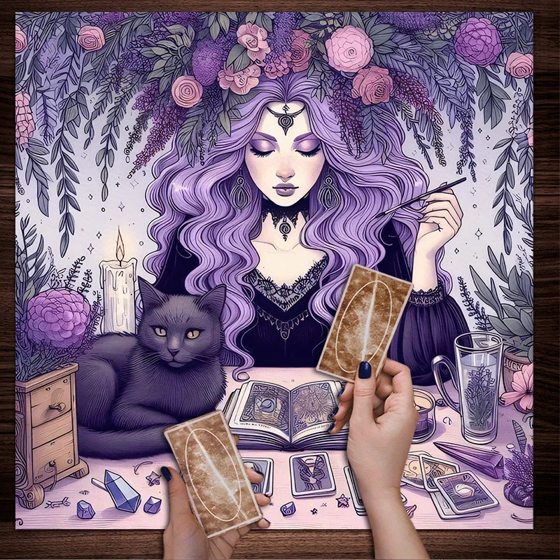 藤魔女テーブルクロスタロット占い黒猫クリスタルラウンドテーブ - Home Textiles Today News のレビューと価格