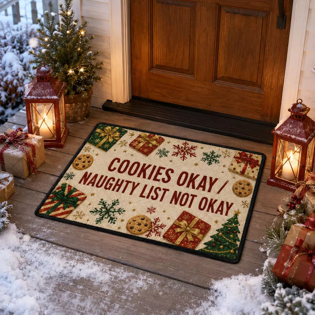 クリスマスドアマット クッキー オーケー・ノーテイ・リスト  - Home Textiles List のレビューと価格