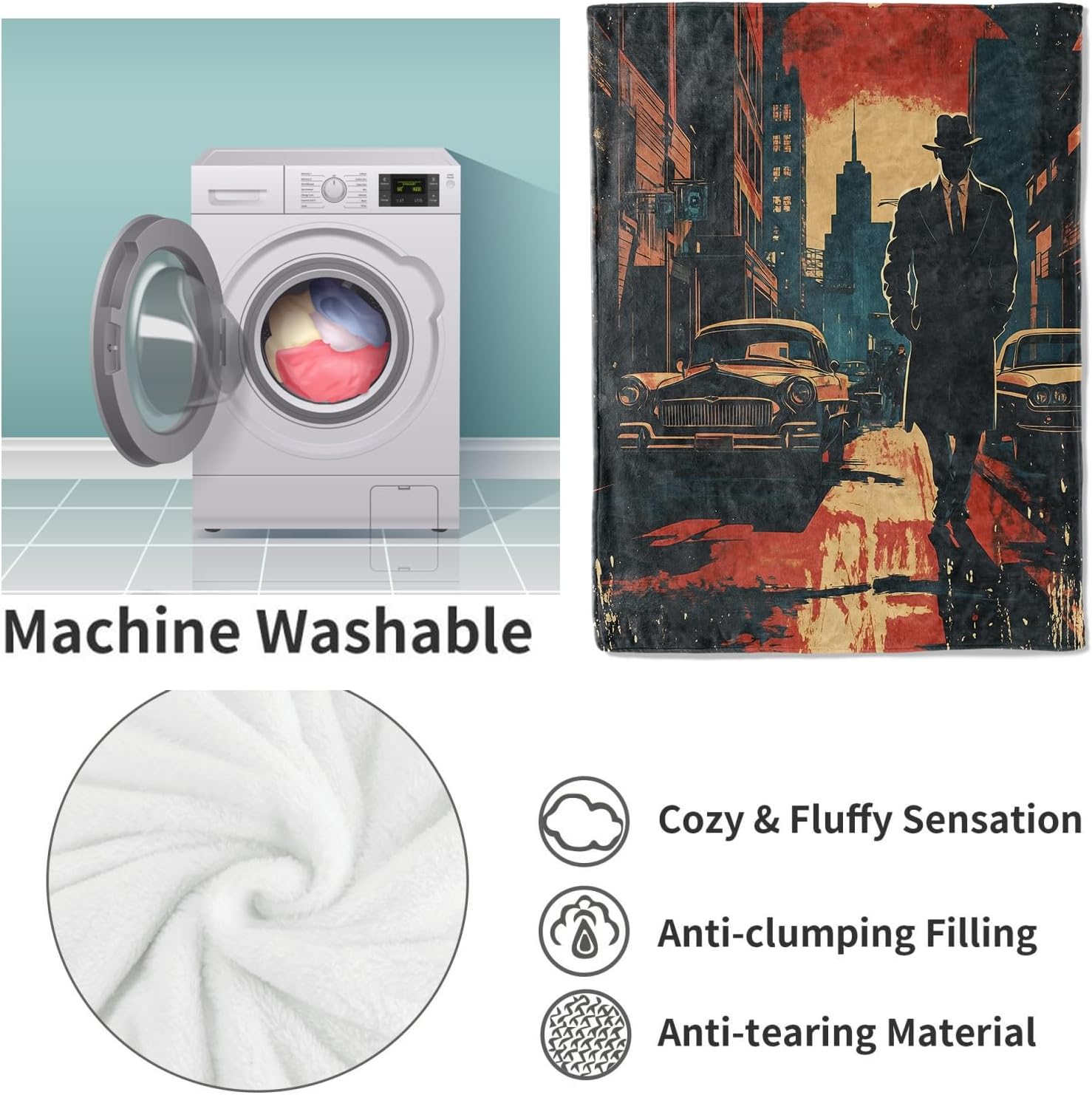 ノワール探偵ブランケット 女性へのギフト 犯罪フランネルブラ - Home Textiles & Furnishings のレビューと価格