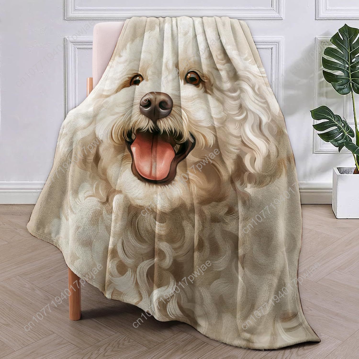 楽しいプードルの肖像画ブランケット、リアルな犬のデザイン、柔 - Home Textiles & Furnishings のレビューと価格